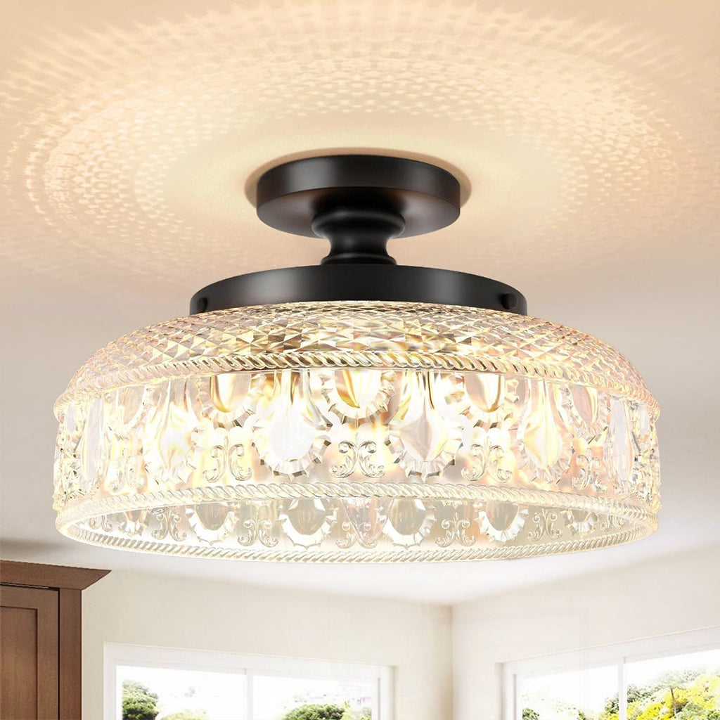 Jules Modern Textured Glass Disc Ceiling Light 11