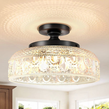 Jules Modern Textured Glass Disc Ceiling Light 11