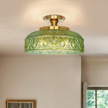 Jules Modern Textured Glass Disc Ceiling Light 2