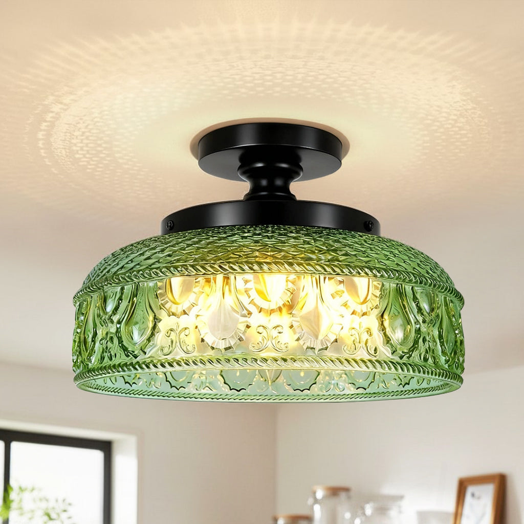 Jules Modern Textured Glass Disc Ceiling Light 3
