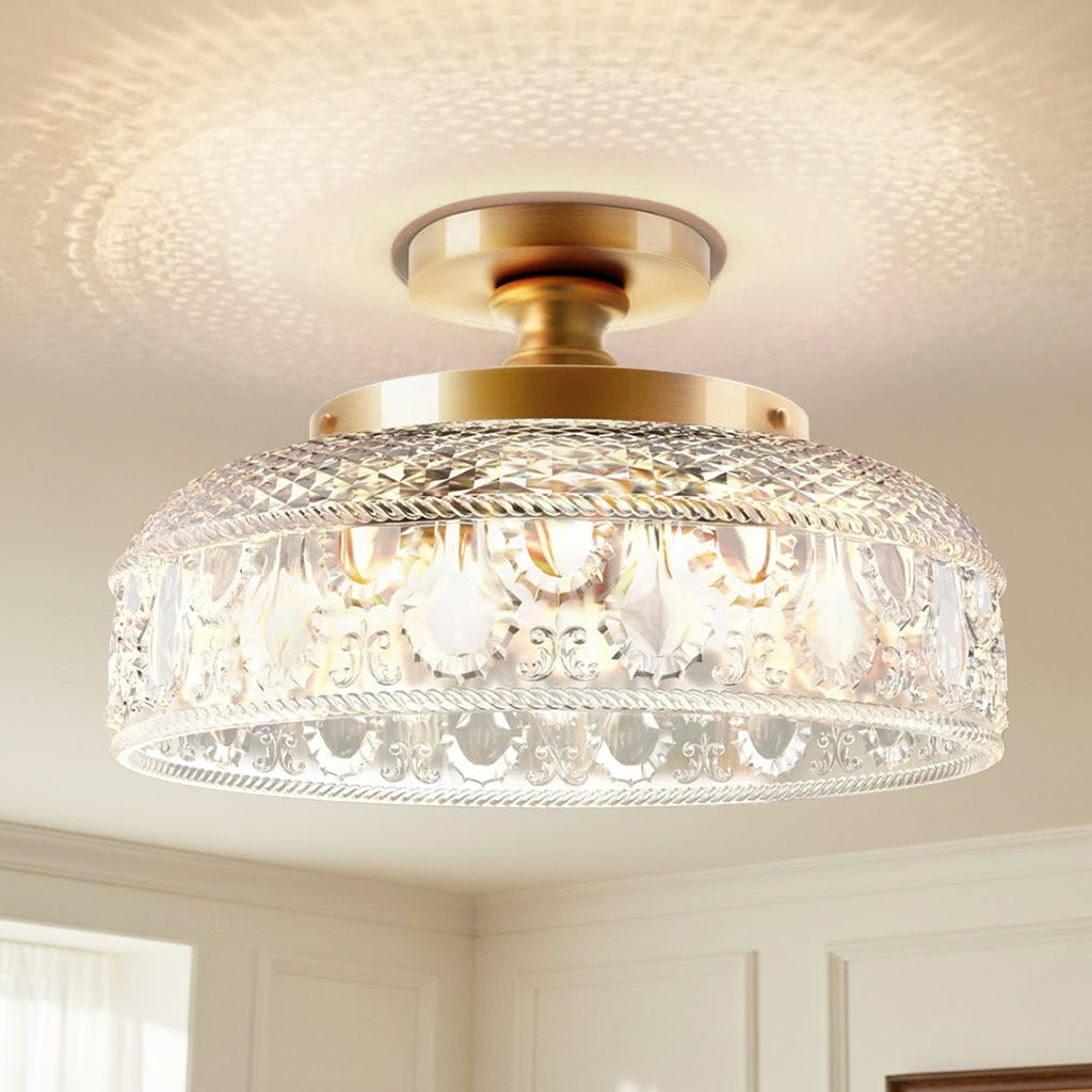Jules Modern Textured Glass Disc Ceiling Light 4