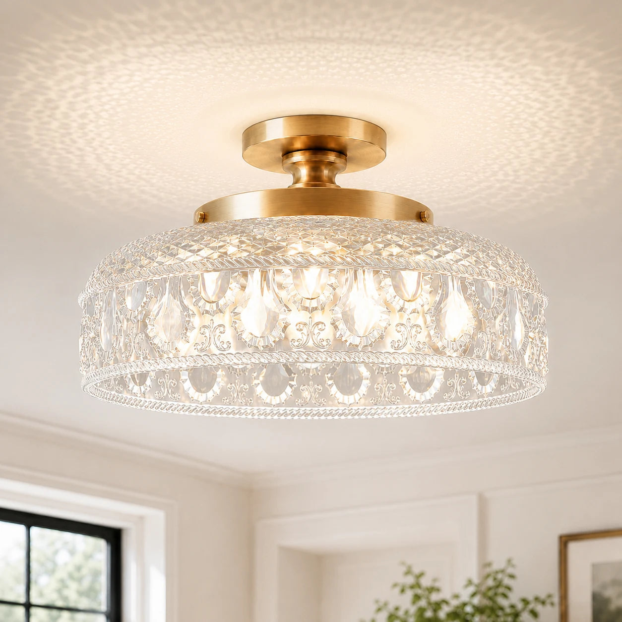 Jules Modern Textured Glass Disc Ceiling Light 5
