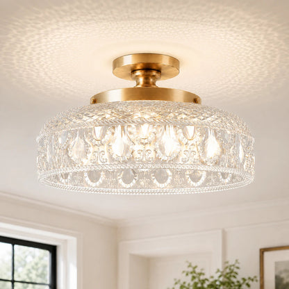 Jules Modern Textured Glass Disc Ceiling Light 5