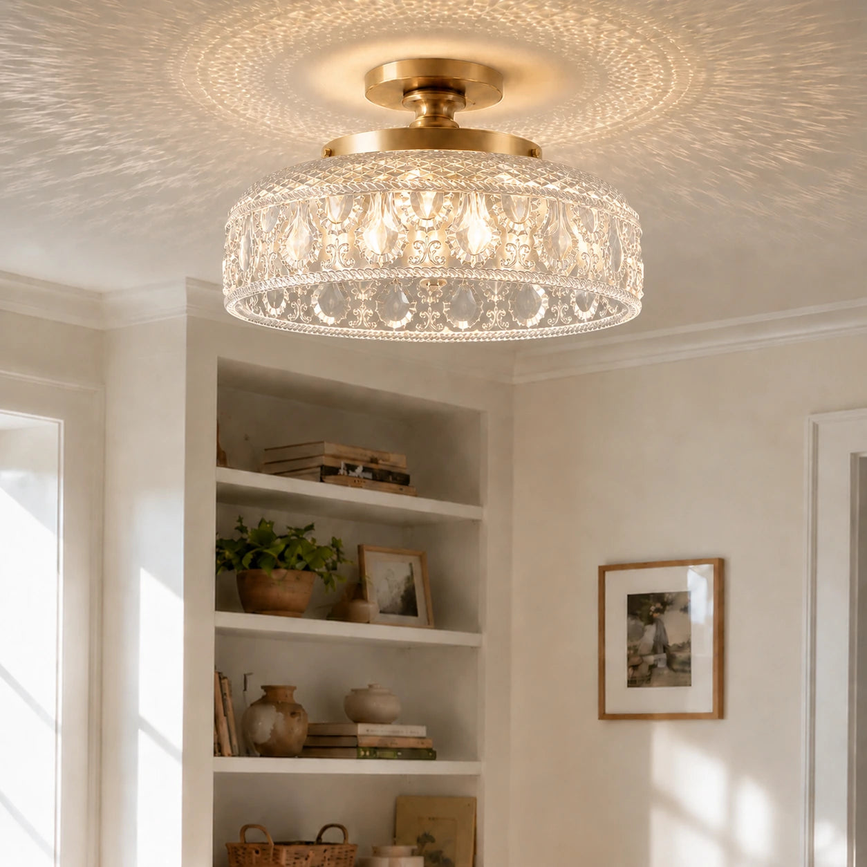 Jules Modern Textured Glass Disc Ceiling Light 6