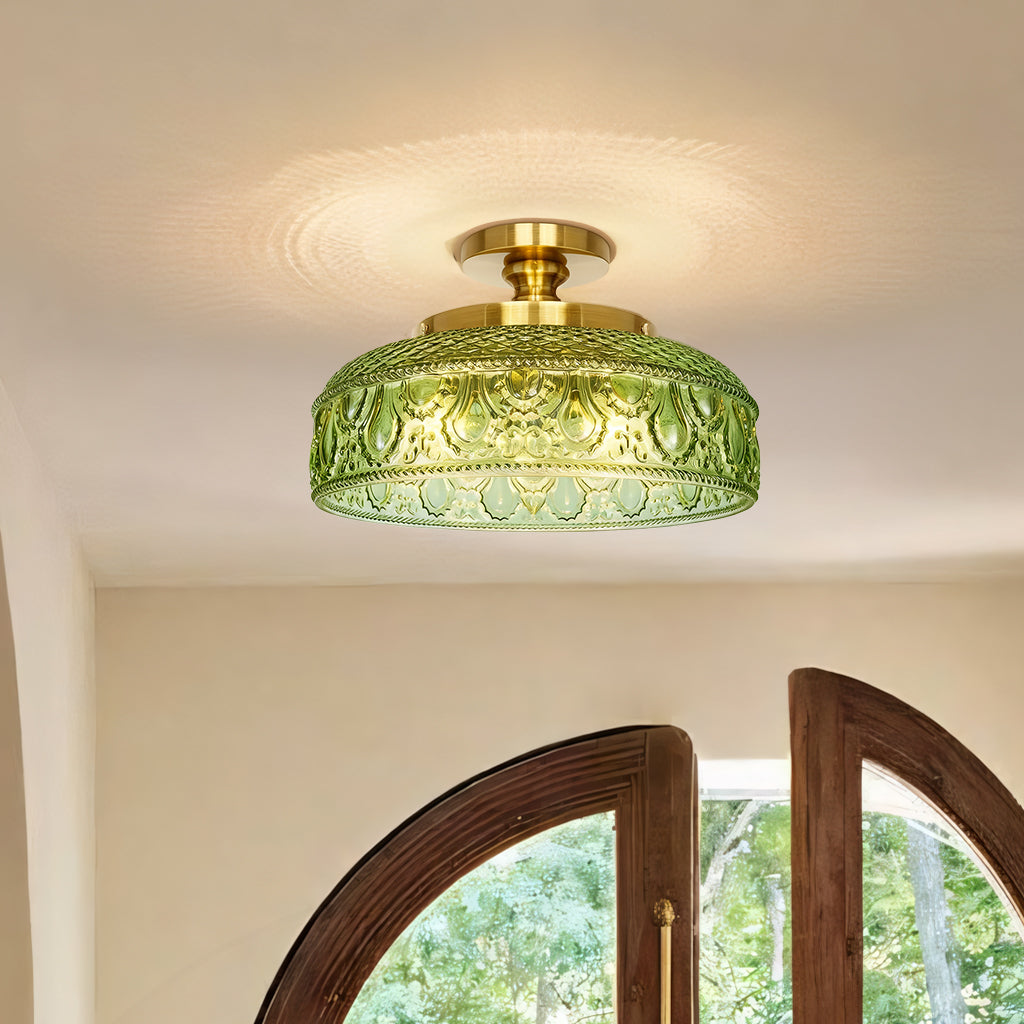Jules Modern Textured Glass Disc Ceiling Light 7