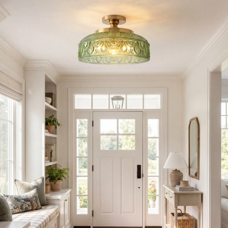 Jules Modern Textured Glass Disc Ceiling Light 8