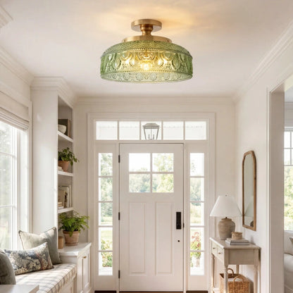 Jules Modern Textured Glass Disc Ceiling Light 8