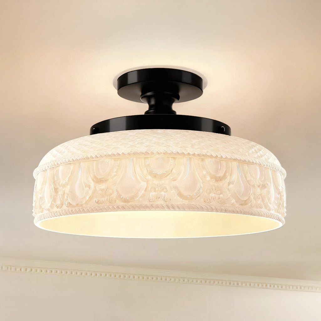 Jules Modern Textured Glass Disc Ceiling Light 9