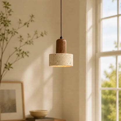 RoyaleGlow Travertine Pendant Light Minimalist Modern Cement Hanging Chandelier