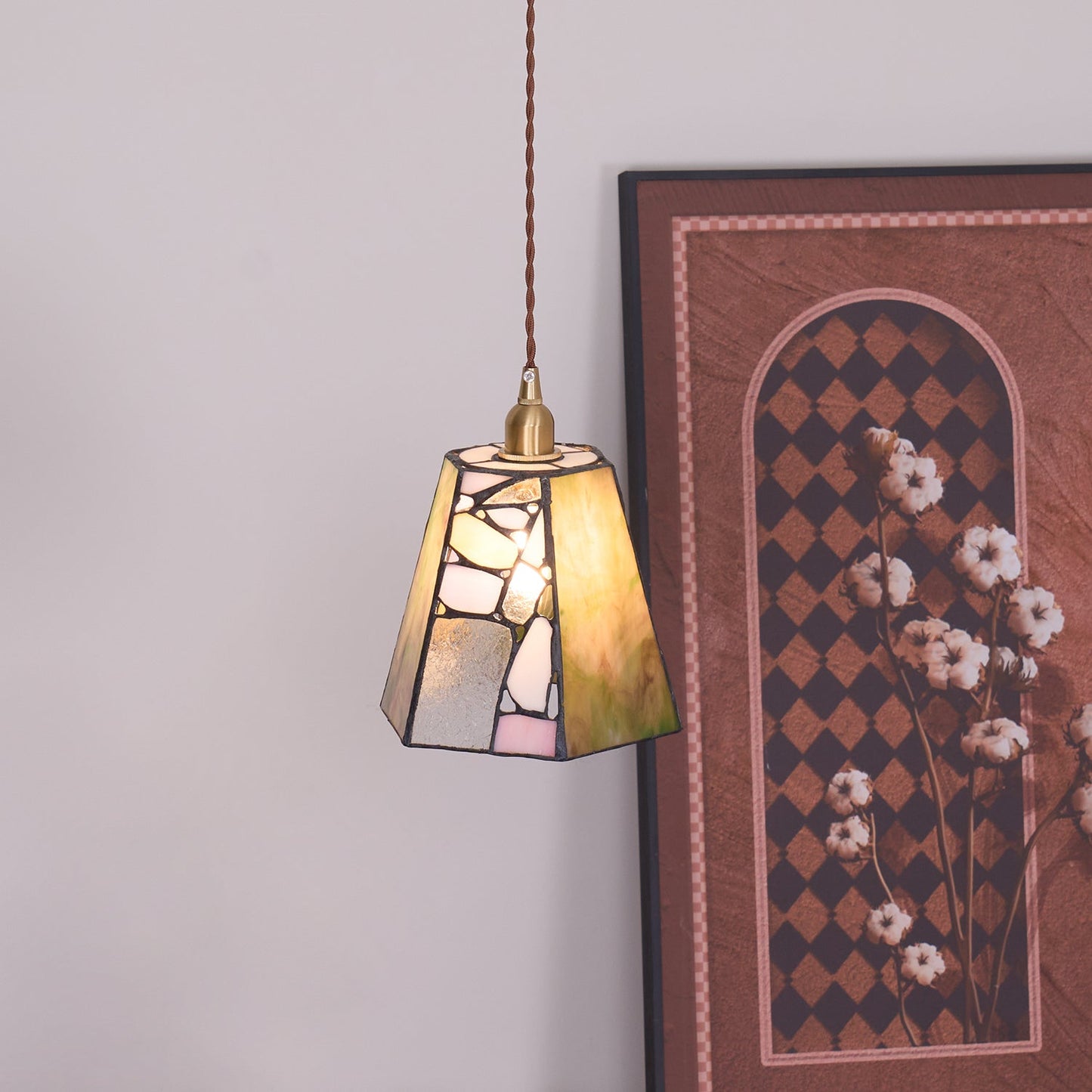 RoyaleGlow Kalco Glass Pendant Light - Japanese Tiffany Style Hanging Lamp