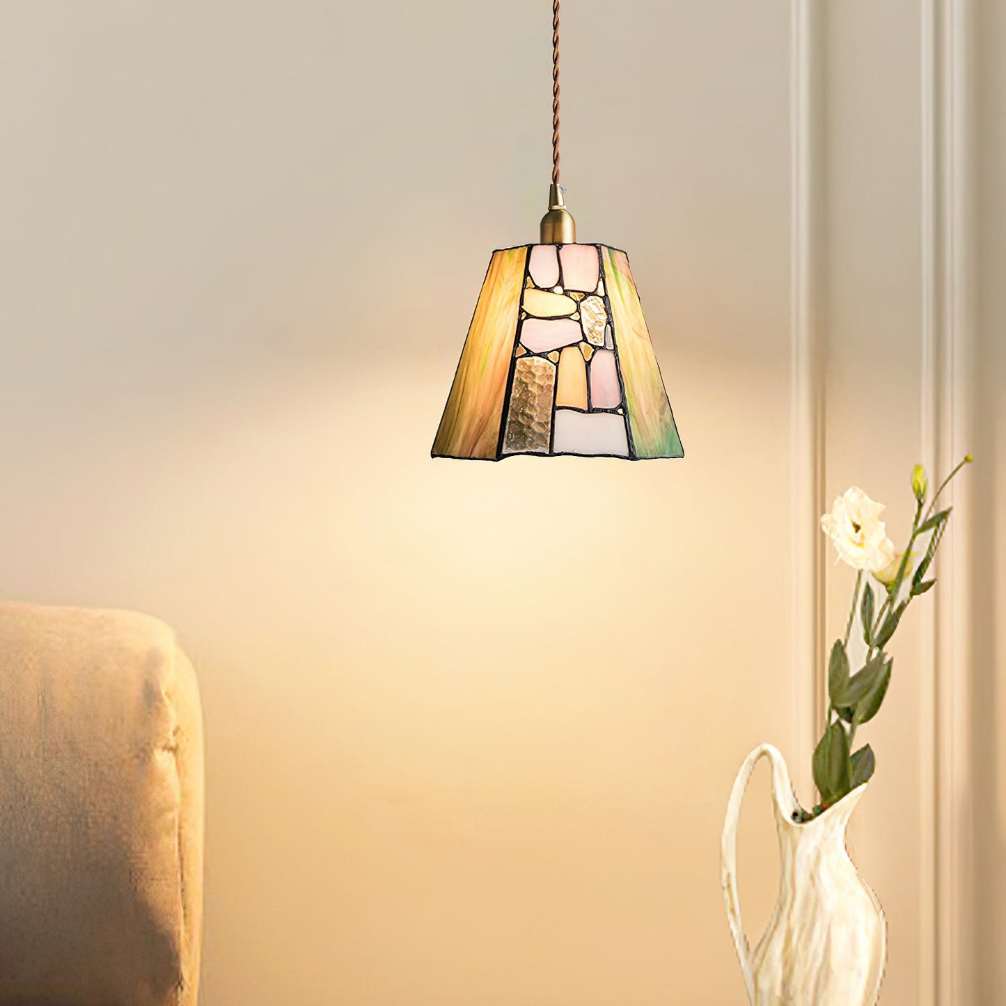 RoyaleGlow Kalco Glass Pendant Light - Japanese Tiffany Style Hanging Lamp