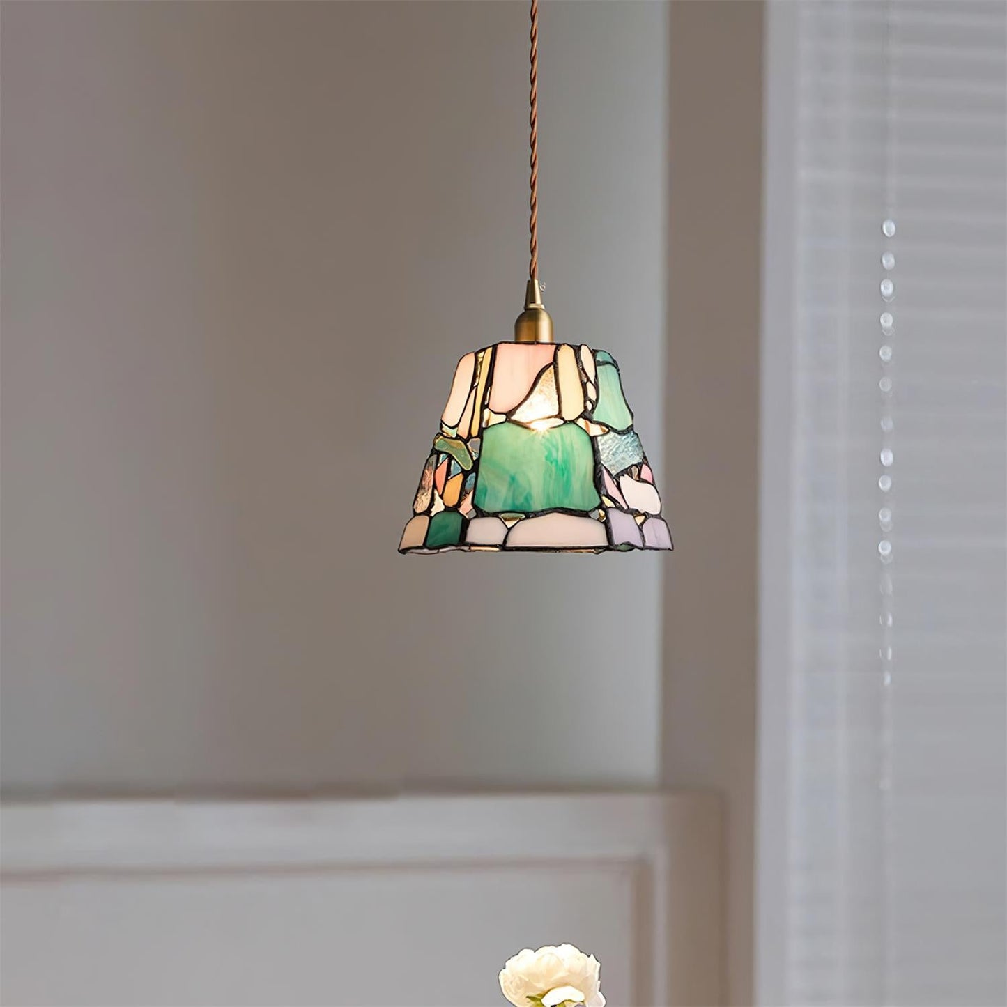 RoyaleGlow Kalco Glass Pendant Light - Japanese Tiffany Style Hanging Lamp