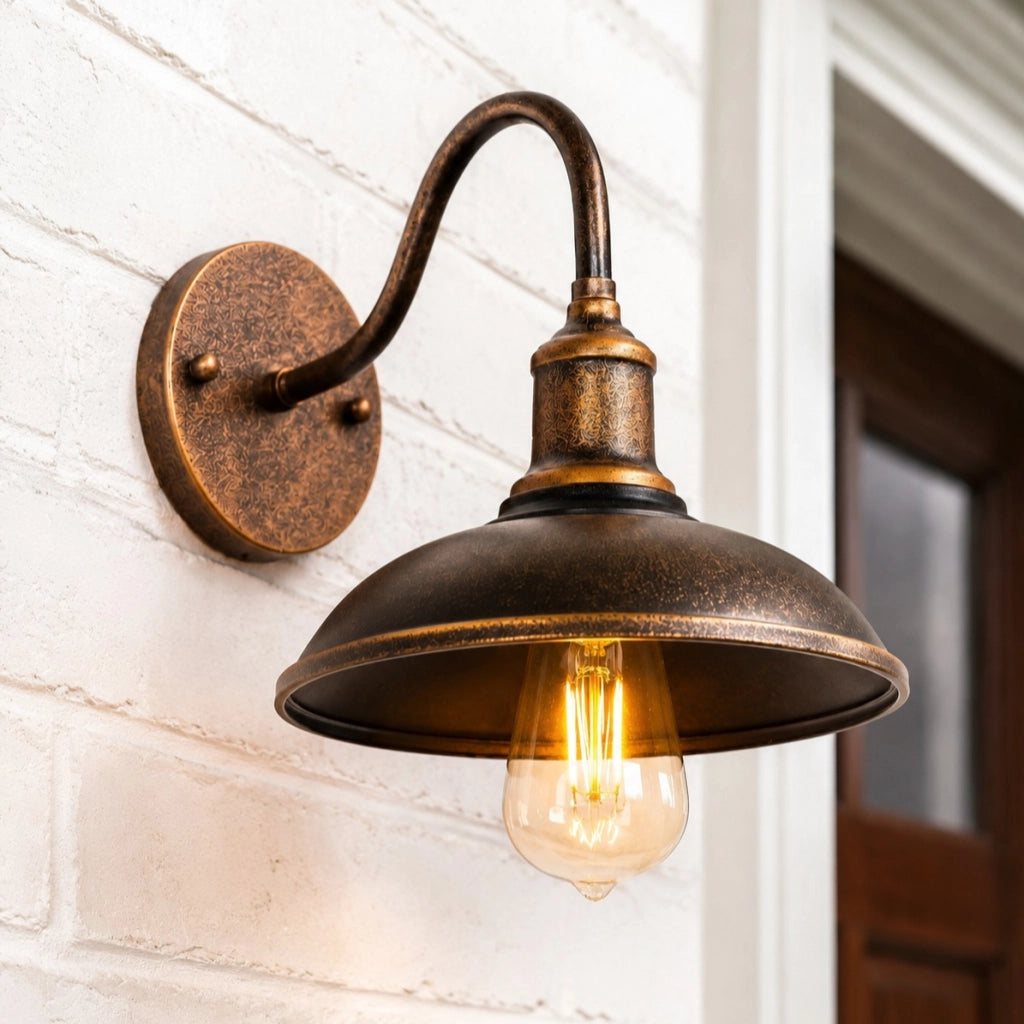 Kelvyn Rustic Industrial Gooseneck Outdoor Wall Light 0
