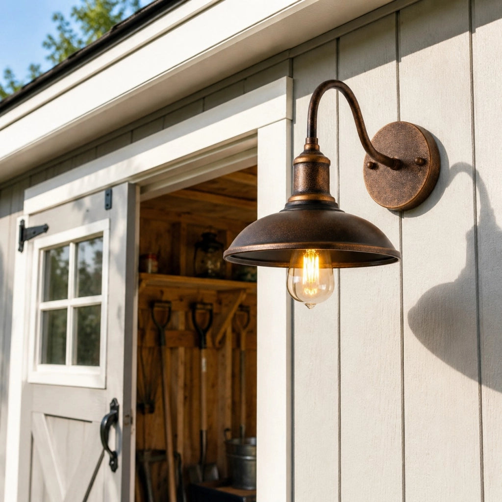 Kelvyn Rustic Industrial Gooseneck Outdoor Wall Light 1