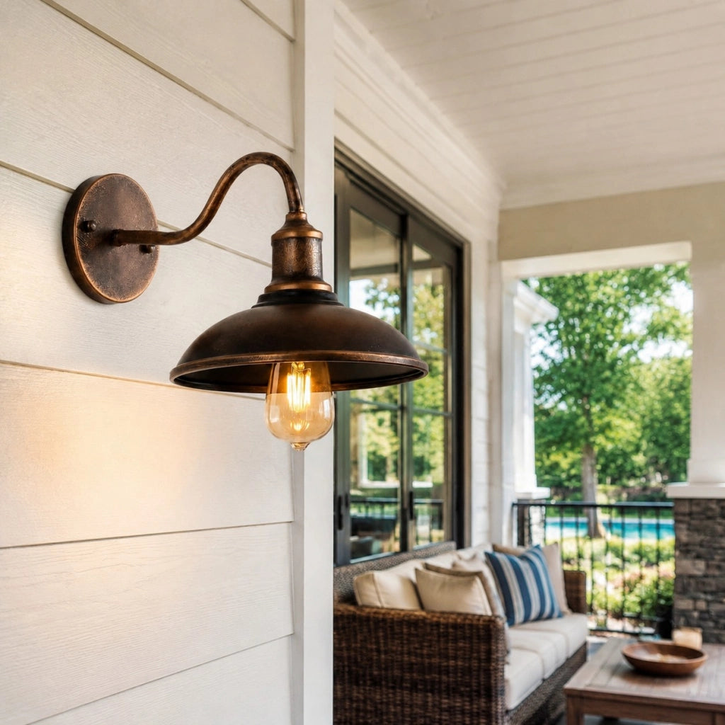 Kelvyn Rustic Industrial Gooseneck Outdoor Wall Light 2