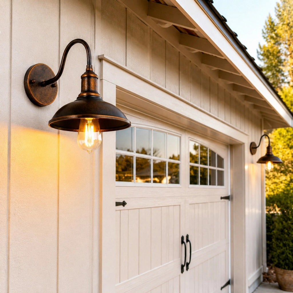 Kelvyn Rustic Industrial Gooseneck Outdoor Wall Light 3