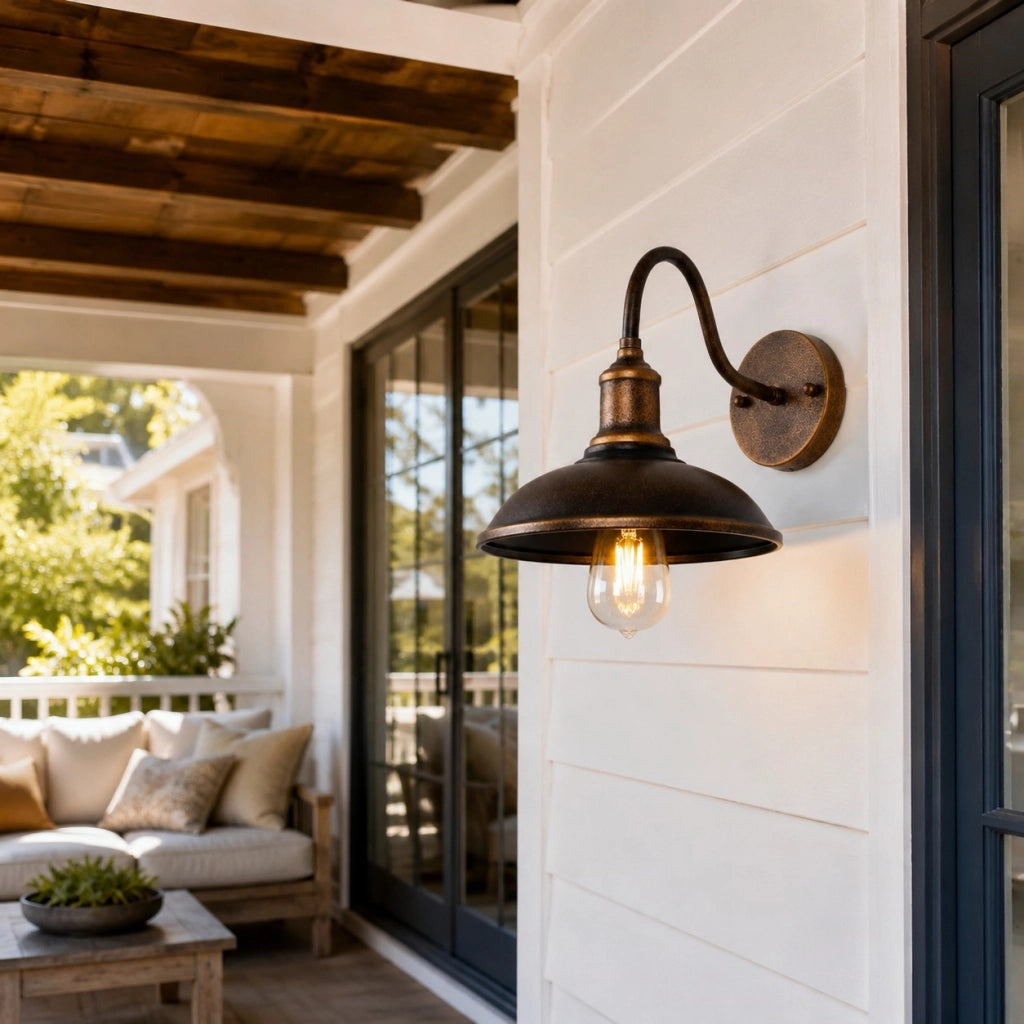 Kelvyn Rustic Industrial Gooseneck Outdoor Wall Light 4