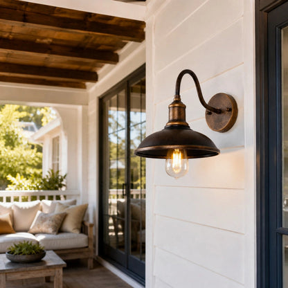 Kelvyn Rustic Industrial Gooseneck Outdoor Wall Light 4