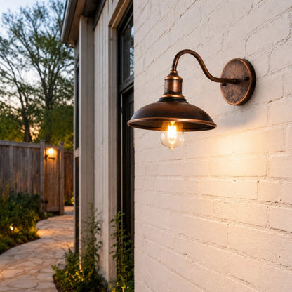 Kelvyn Rustic Industrial Gooseneck Outdoor Wall Light 5