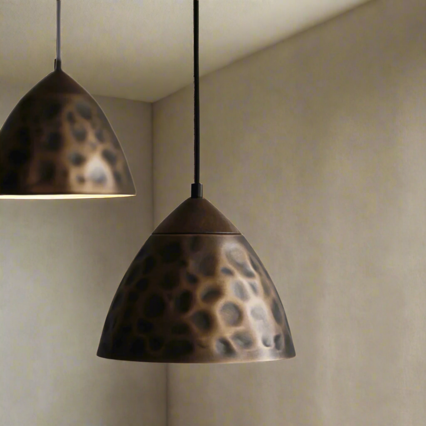 Kobbra Copper Pendant Light with Walnut Detail