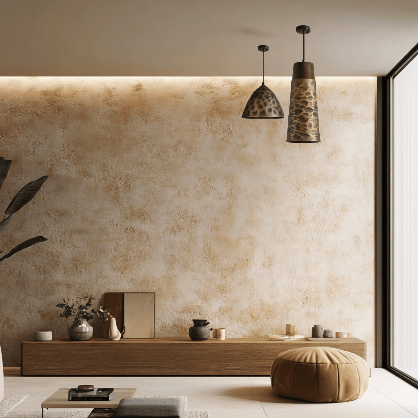 Kobbra Copper Pendant Light with Walnut Detail