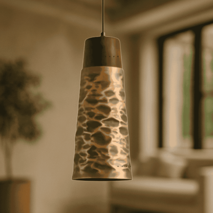 Kobbra Copper Pendant Light with Walnut Detail