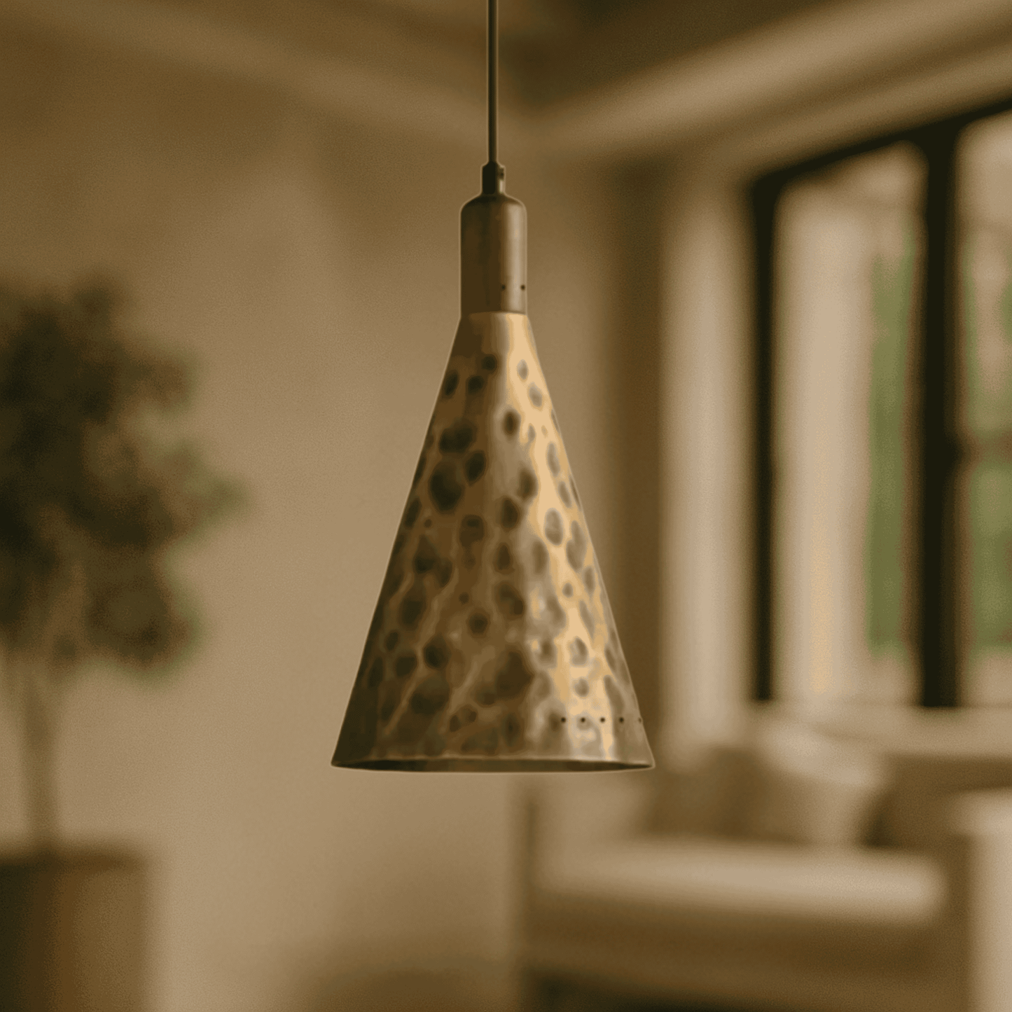 Kobbra Copper Pendant Light with Walnut Detail