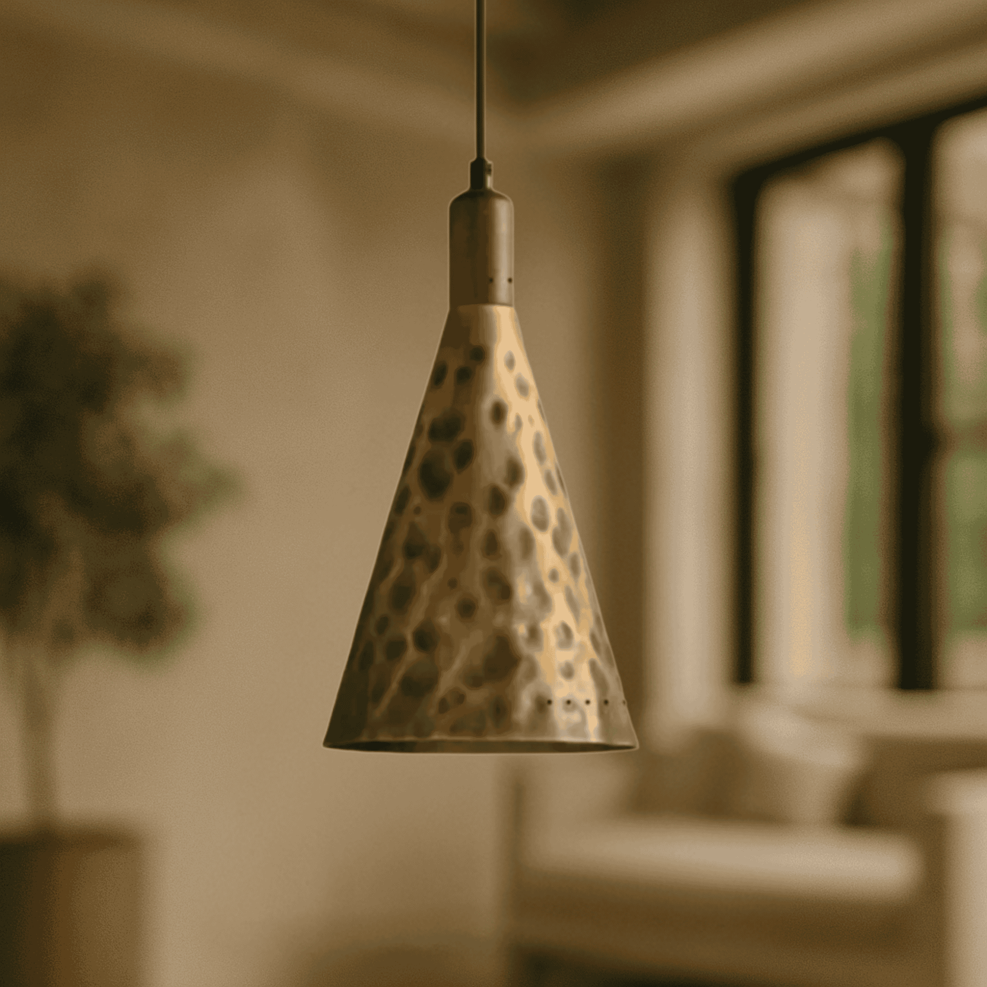 Kobbra Copper Pendant Light with Walnut Detail