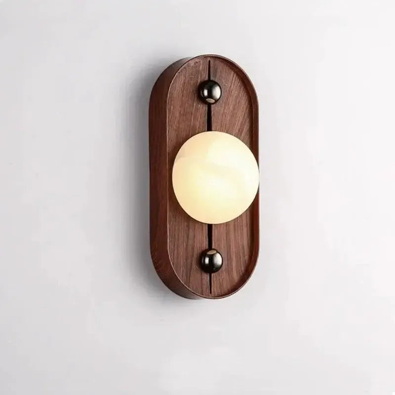RoyaleGlow Alabaster Wood Wall Sconce - Modern Vintage Lighting with Marble