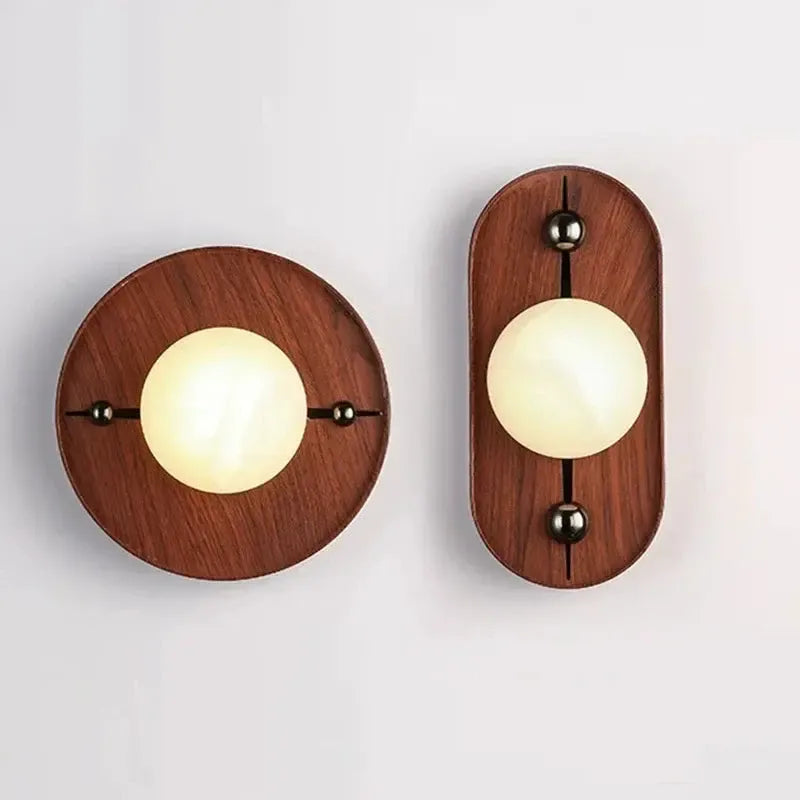 RoyaleGlow Alabaster Wood Wall Sconce - Modern Vintage Lighting with Marble