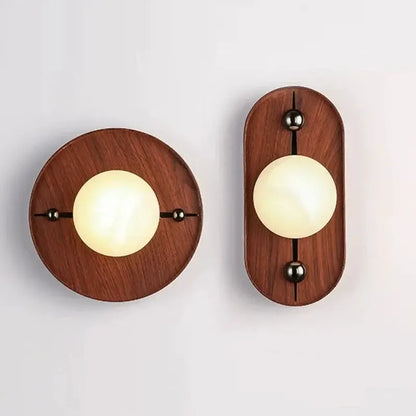 RoyaleGlow Alabaster Wood Wall Sconce - Modern Vintage Lighting with Marble