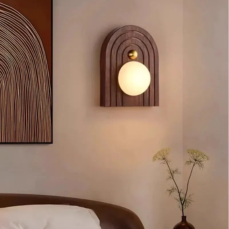 RoyaleGlow Alabaster Wood Wall Sconce - Modern Vintage Lighting with Marble