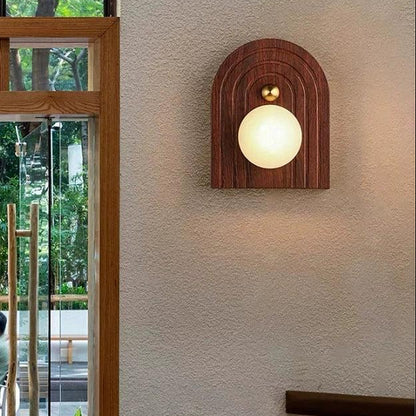 RoyaleGlow Alabaster Wood Wall Sconce - Modern Vintage Lighting with Marble