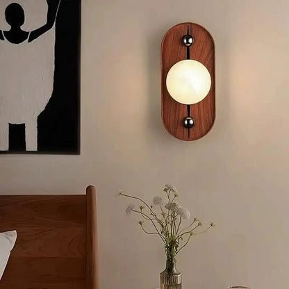 RoyaleGlow Alabaster Wood Wall Sconce - Modern Vintage Lighting with Marble