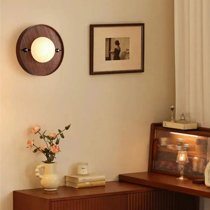 RoyaleGlow Alabaster Wood Wall Sconce - Modern Vintage Lighting with Marble
