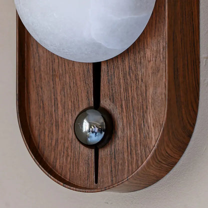 RoyaleGlow Alabaster Wood Wall Sconce - Modern Vintage Lighting with Marble