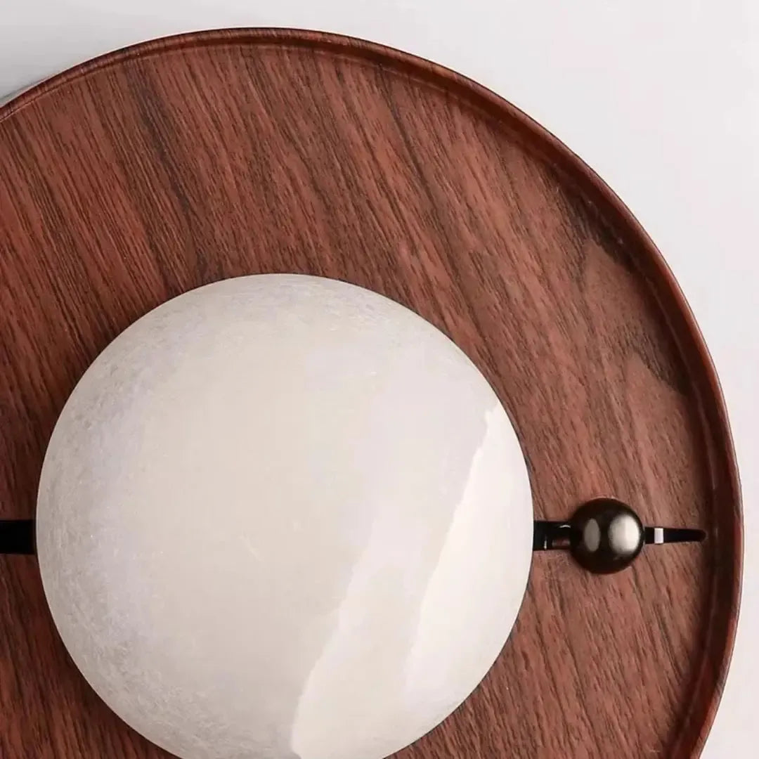 RoyaleGlow Alabaster Wood Wall Sconce - Modern Vintage Lighting with Marble