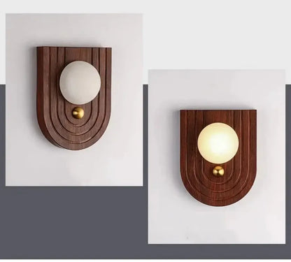 RoyaleGlow Alabaster Wood Wall Sconce - Modern Vintage Lighting with Marble