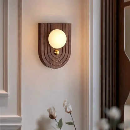 RoyaleGlow Alabaster Wood Wall Sconce - Modern Vintage Lighting with Marble