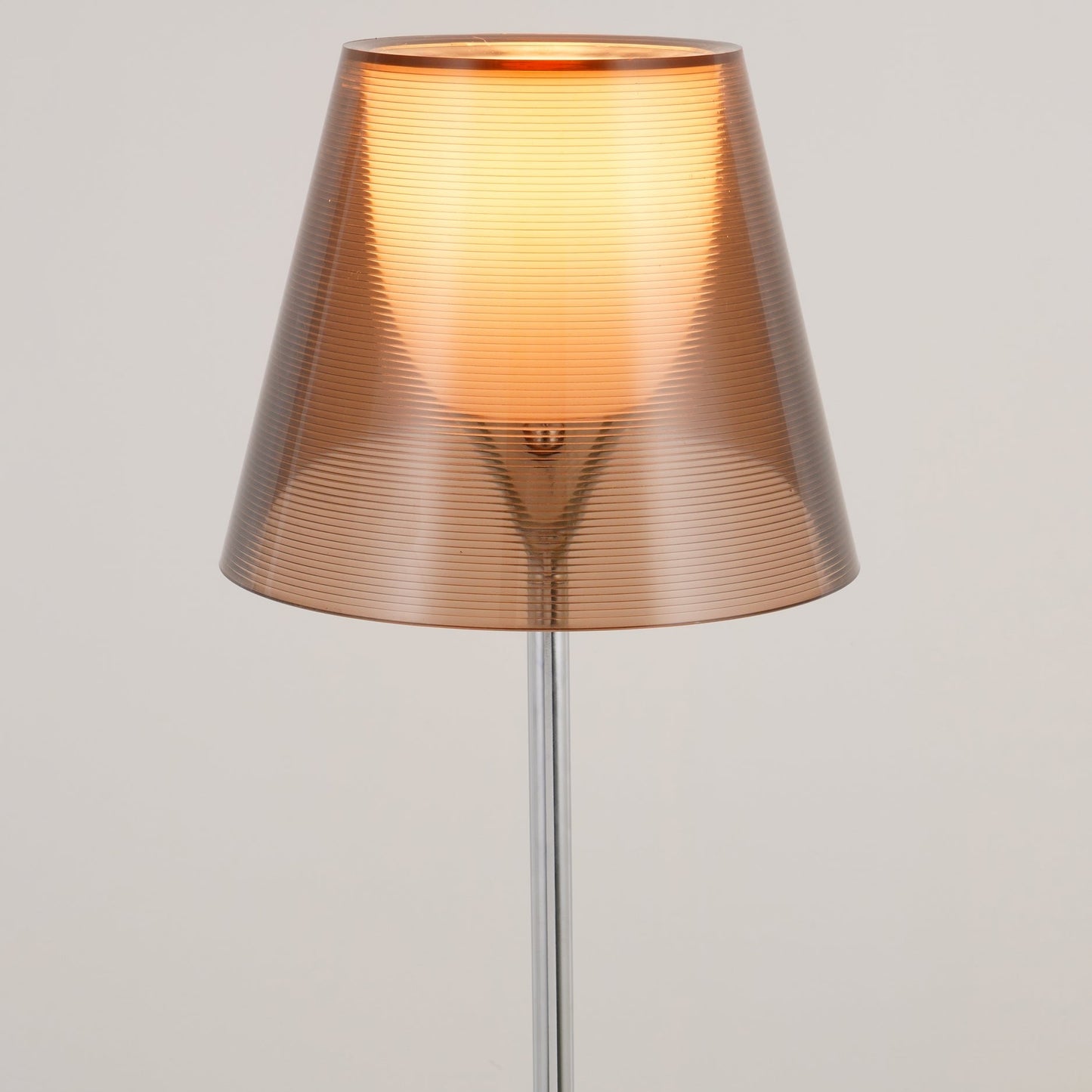 RoyaleGlow Modern Diffused Table Lamp - Polished Chrome & Brown Shade