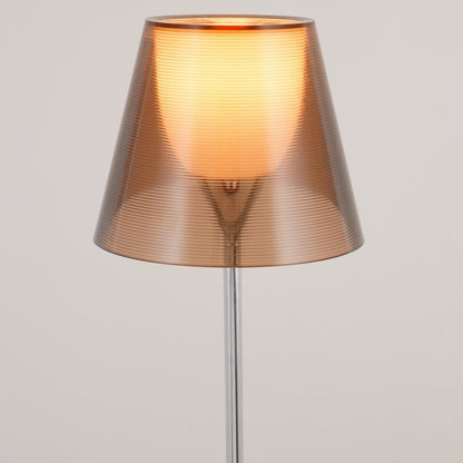 RoyaleGlow Modern Diffused Table Lamp - Polished Chrome & Brown Shade