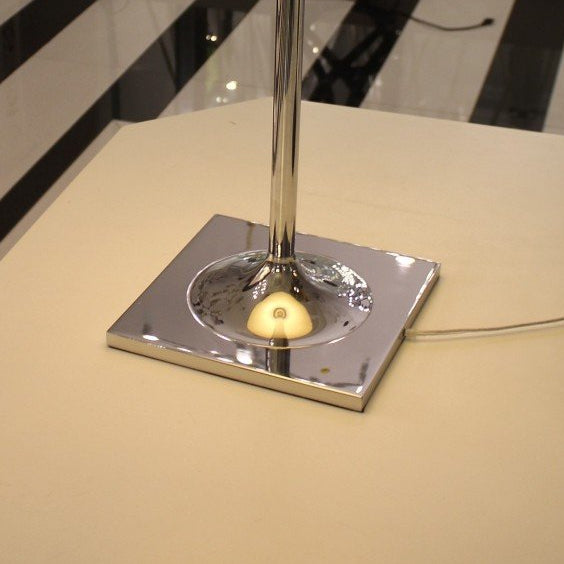 RoyaleGlow Modern Diffused Table Lamp - Polished Chrome & Brown Shade