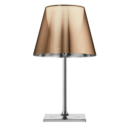 RoyaleGlow Modern Diffused Table Lamp - Polished Chrome & Brown Shade