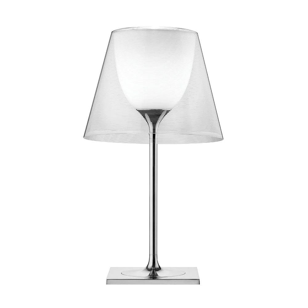 RoyaleGlow Modern Diffused Table Lamp - Polished Chrome & Brown Shade