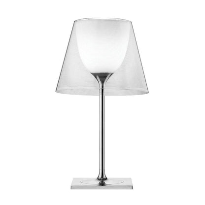 RoyaleGlow Modern Diffused Table Lamp - Polished Chrome & Brown Shade