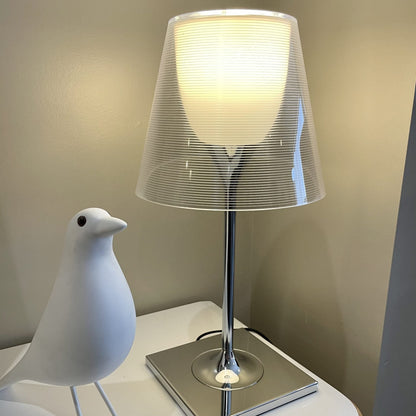 RoyaleGlow Modern Diffused Table Lamp - Polished Chrome & Brown Shade