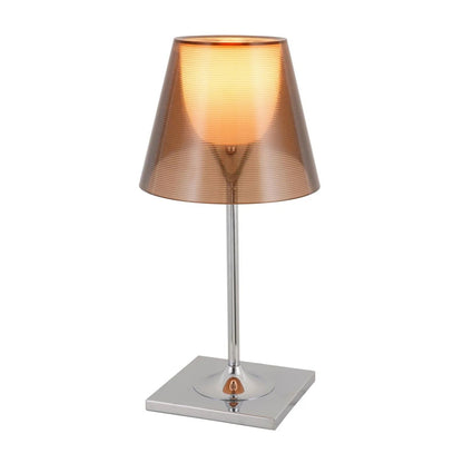 RoyaleGlow Modern Diffused Table Lamp - Polished Chrome & Brown Shade