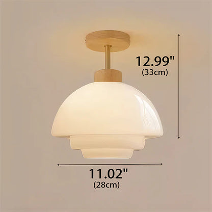 Rayvia Nordic Cream Glass Ceiling Light With Eye-Care Illumination