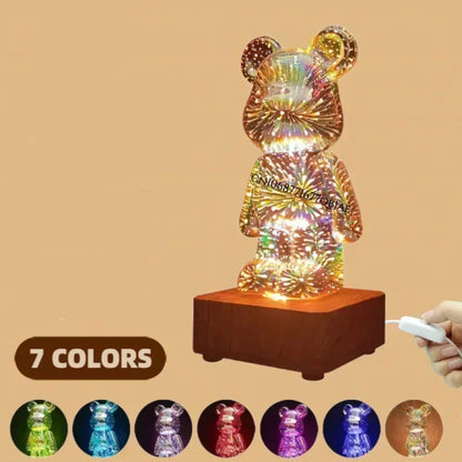 Add Magic to Your Space with the 3D Bear Firework LED Lamp - 3 Color