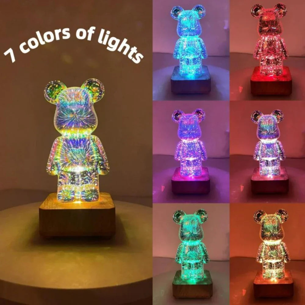 Add Magic to Your Space with the 3D Bear Firework LED Lamp - 3 Color